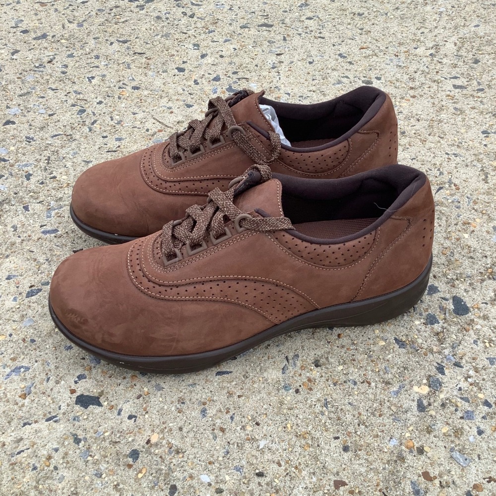 SAS Free Time Brown Nubuck Leather Walking Shoes Womens 10 W Made in USA Comfort - Picture 10 of 16